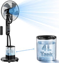 Misting Fan, 2026 Upgraded 4L Large Water Tank Mister Cooling Fan, 5 Speeds 3 Modes Misting Standing Fan, Floor Fan with Remote for Home, Bedroom, Patio, Outdoor