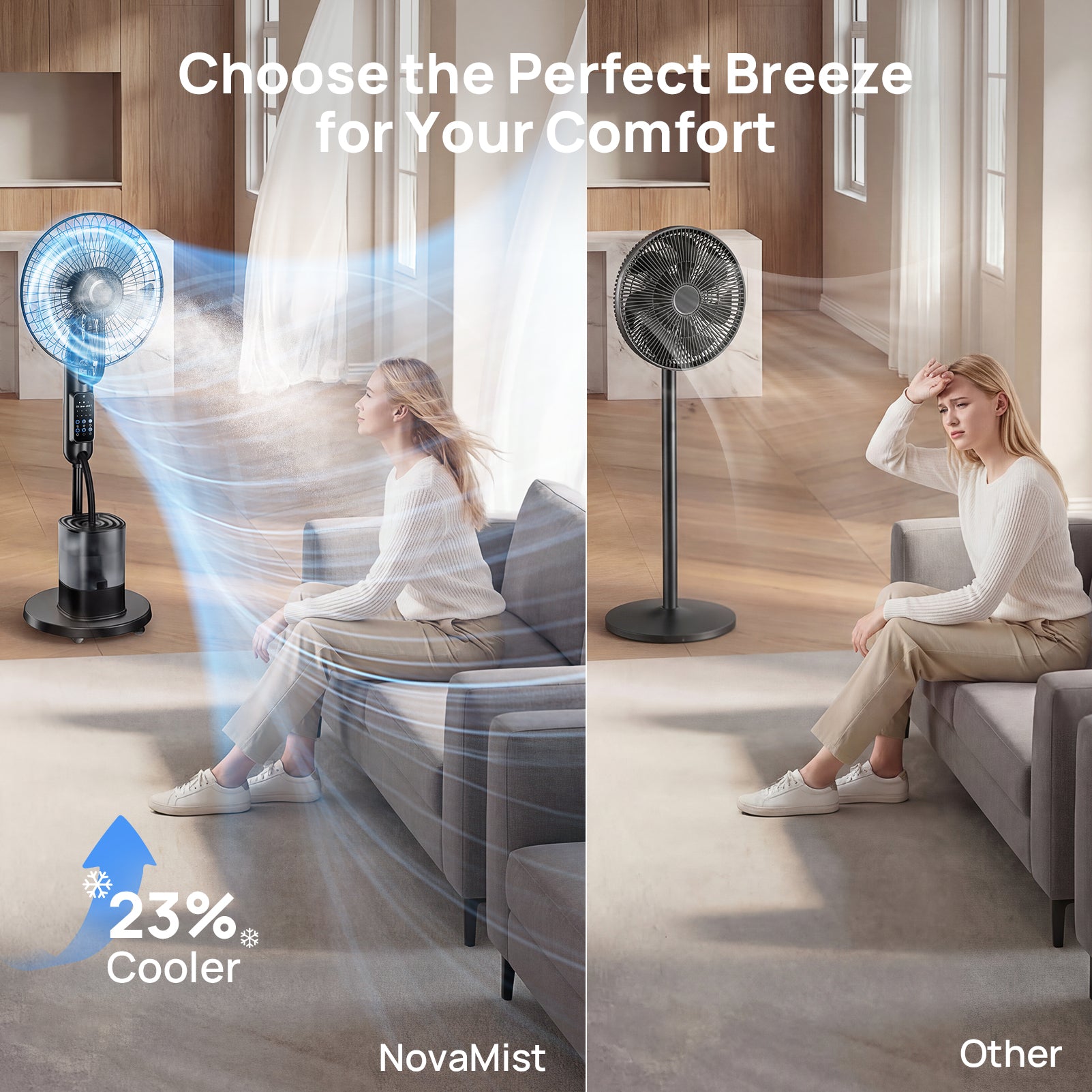 Misting Fan, 2026 Upgraded 4L Large Water Tank Mister Cooling Fan, 5 Speeds 3 Modes Misting Standing Fan