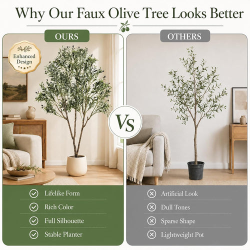 Olive Trees Artificial Indoor 7FT, Tall Faux Olive Tree | 8.8lb Heavy Base, Upgraded Silk Faux Olive Tree with Realistic Leaves & Fruits, for Home Office Decor Living Room
