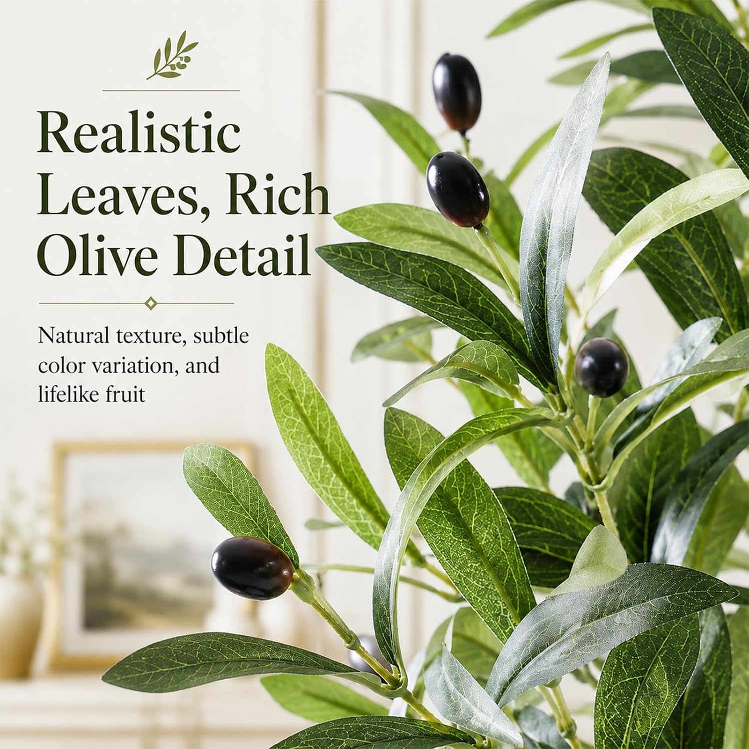 Olive Trees Artificial Indoor 7FT, Tall Faux Olive Tree | 8.8lb Heavy Base, Upgraded Silk Faux Olive Tree with Realistic Leaves & Fruits, for Home Office Decor Living Room