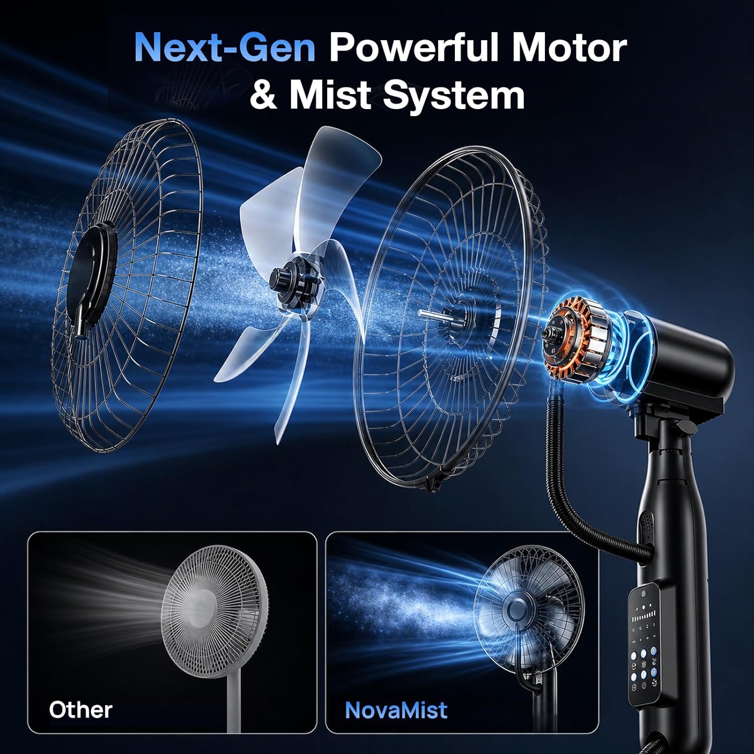 Misting Fan, Upgraded 4L Large Water Tank Mister Cooling Fan, 5 Speeds 3 Modes Misting Standing Fan, Floor Fan with Remote for Home, Bedroom, Patio, Outdoor