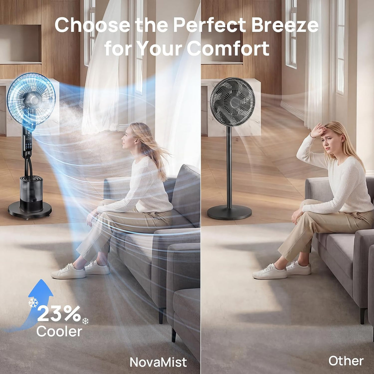 Misting Fan, Upgraded 4L Large Water Tank Mister Cooling Fan 5 Speeds 3 Modes Misting Standing Fan, Floor Fan with Remote for Home, Bedroom, Patio, Outdoor
