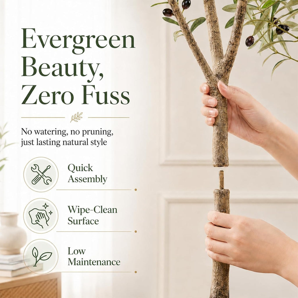 Olive Trees Artificial Indoor 7FT, Tall Faux Olive Tree | 8.8lb Heavy Base, Upgraded Silk Faux Olive Tree with Realistic Leaves & Fruits, for Home Office Decor Living Room