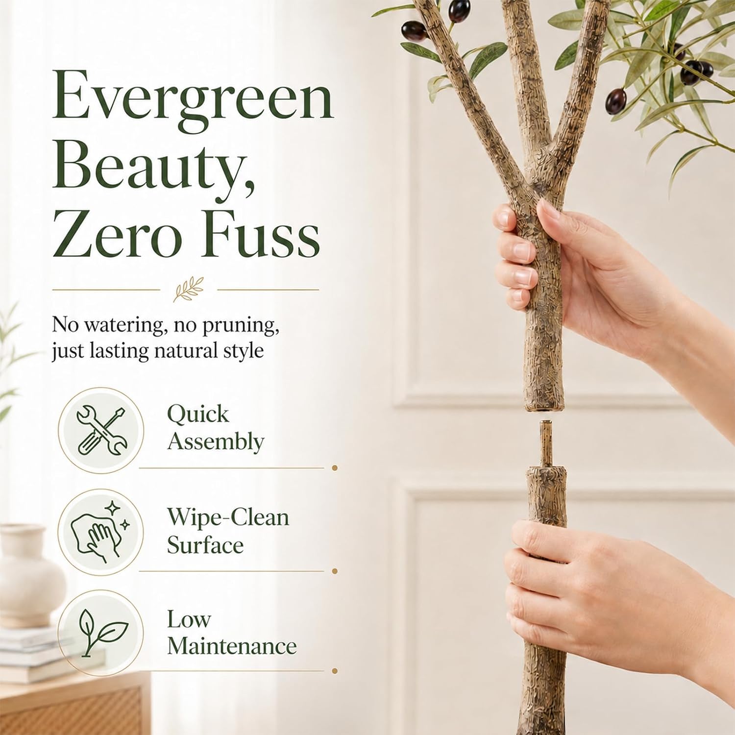 Olive Trees Artificial Indoor 7FT, Tall Faux Olive Tree | 8.8lb Heavy Base, Upgraded Silk Faux Olive Tree with Realistic Leaves & Fruits, for Home Office Decor Living Room