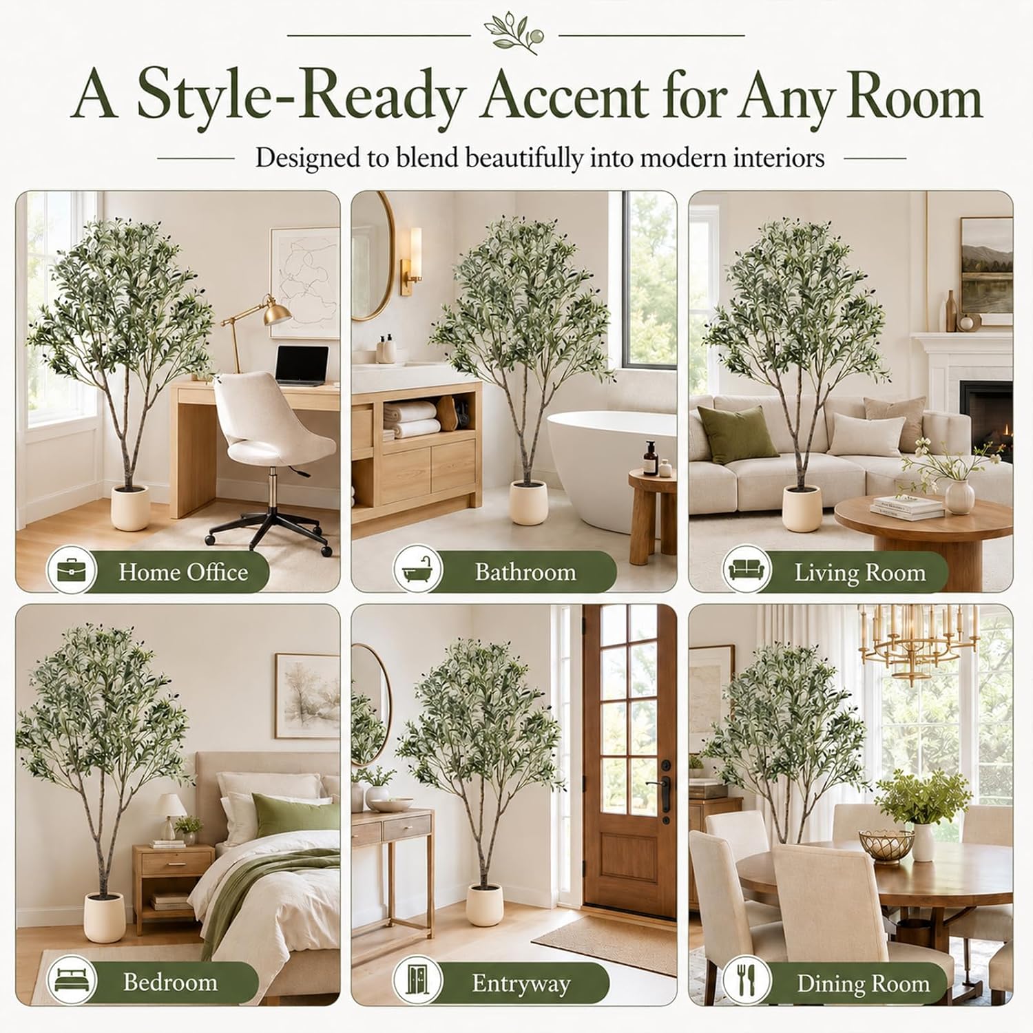 Olive Trees Artificial Indoor 7FT, Tall Faux Olive Tree | 8.8lb Heavy Base, Upgraded Silk Faux Olive Tree with Realistic Leaves & Fruits, for Home Office Decor Living Room